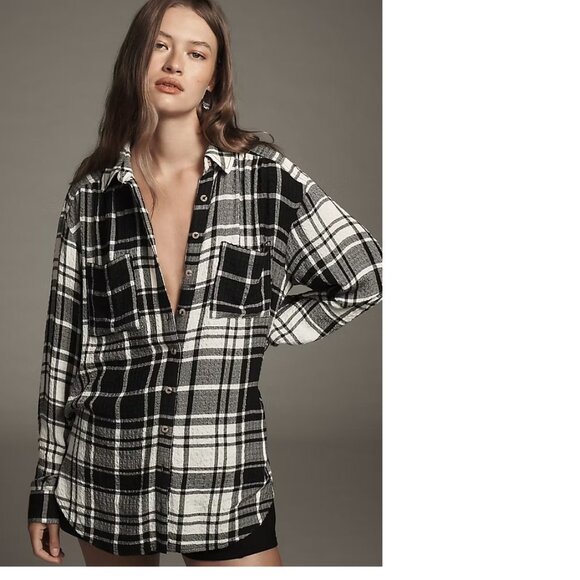 Anthropologie The Hadley Relaxed Buttondown Shirt by Pilcro​: Plaid Edition LP - Picture 3 of 6